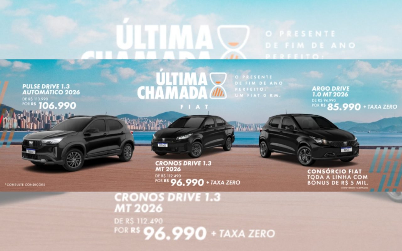 Última chamada FIAT: ofertas exclusivas em picapes e sedãs 2026